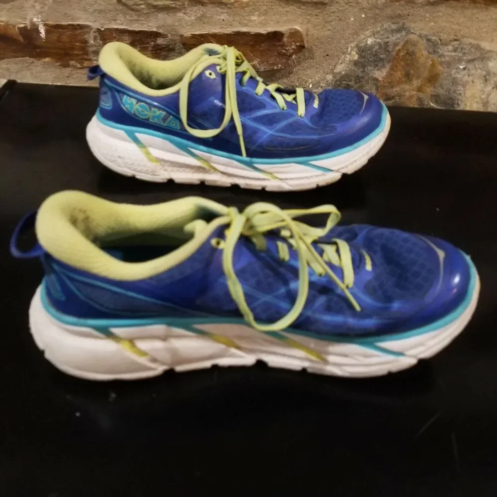 Hoka One One Clifton 2 Running Shoes Women’s Size 10 Blue Yellow